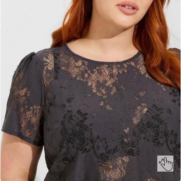 Torrid Abbey Lace Short Sleeve Blouse Size 2 - Picture 2 of 9